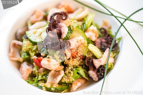 Image of seafood salad with quinoa