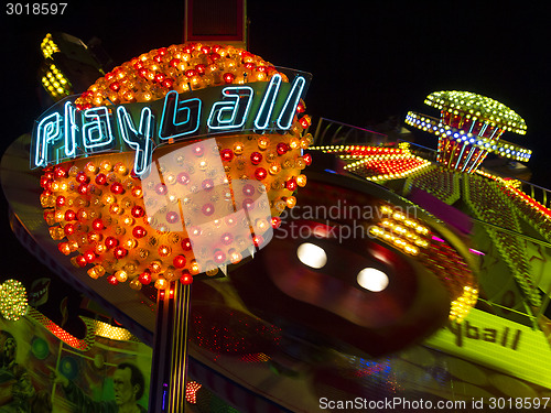 Image of Beautiful illuminated atmosphere at the Oktoberfest in Munich