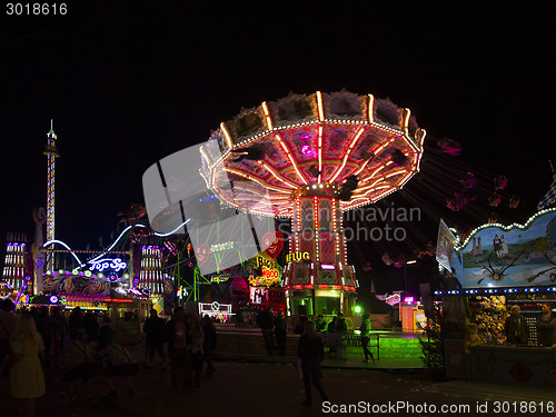Image of Beautiful illuminated atmosphere at the Oktoberfest in Munich