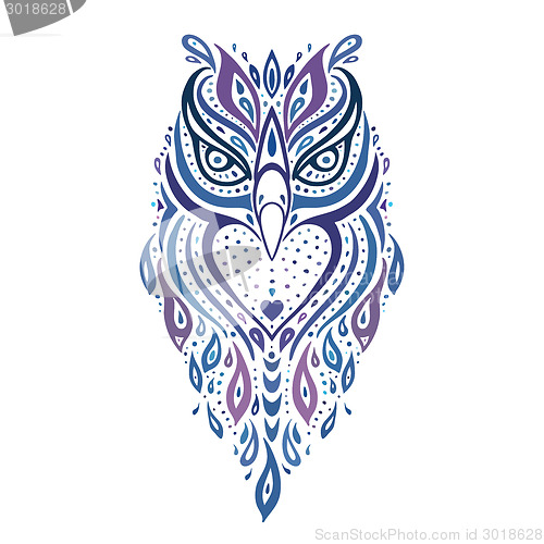 Image of Decorative Owl. Ethnic pattern.