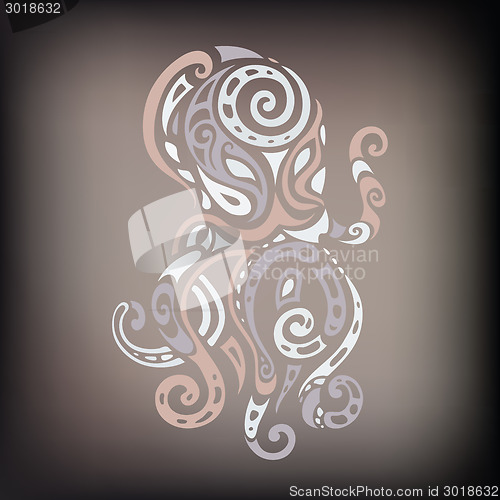 Image of Ocean octopus. Ethnic pattern.