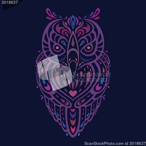 Image of Decorative Owl. Ethnic pattern.