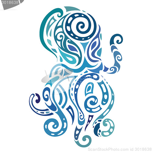 Image of Ocean octopus. Ethnic pattern.