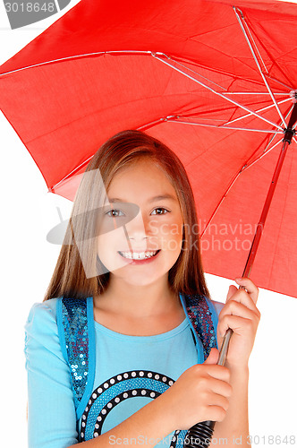 Image of Young girl with umbrella.