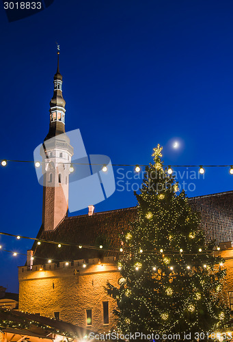 Image of TALLINN, ESTONIA -JANUARY 05: People enjoy Christmas market in T