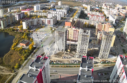 Image of Bird eye view on residential districts in Tyumen