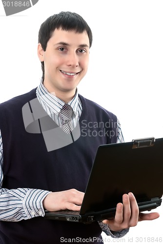 Image of Smiling man with laptop