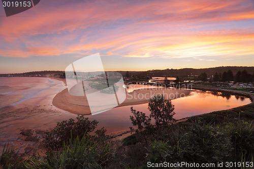 Image of Red sky sunset over Narrabeen