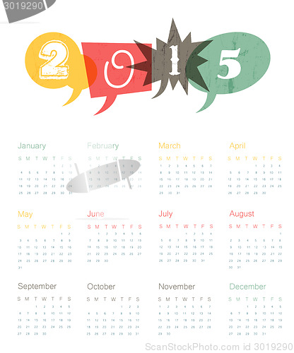 Image of Vintage calendar 2015. Vector.