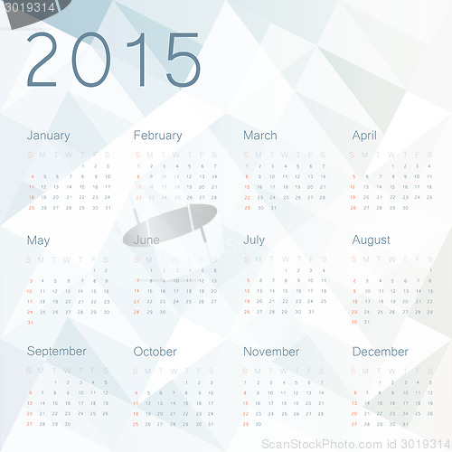 Image of Abstract background with calendar 2015. Vector.