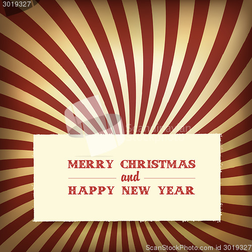 Image of Christmas greeting on retro rays background, vector.