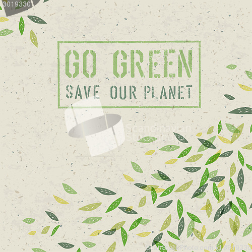 Image of Go Green concept on recycled paper texture. Vector