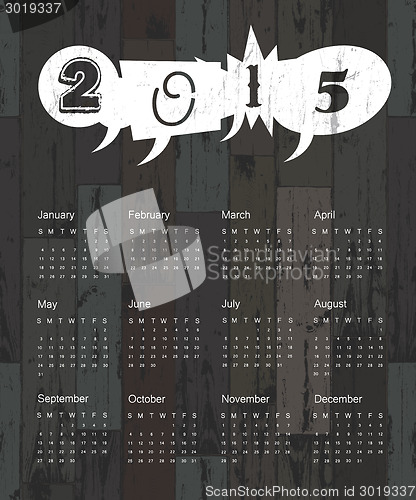 Image of Calendar 2015 on wooden background. Vector