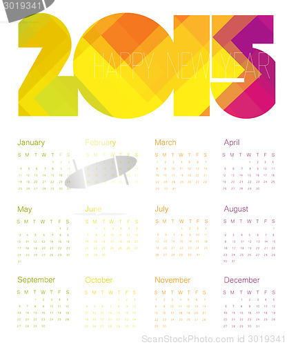 Image of Calendar 2015 Colorful. Vector.