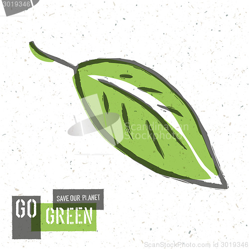 Image of Go Green Concept Poster With Leaf Symbol. Vector