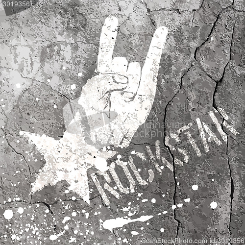 Image of Rockstar symbol with sign of the horns gesture. Vector template 