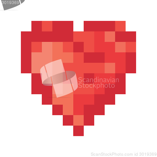 Image of 5 color pixel heart. Vector