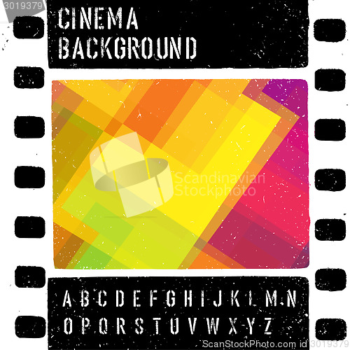 Image of Grunge colorful cinema design template. Vector