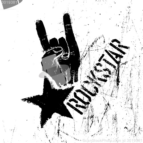 Image of Rockstar symbol with sign of the horns gesture. Vector template 