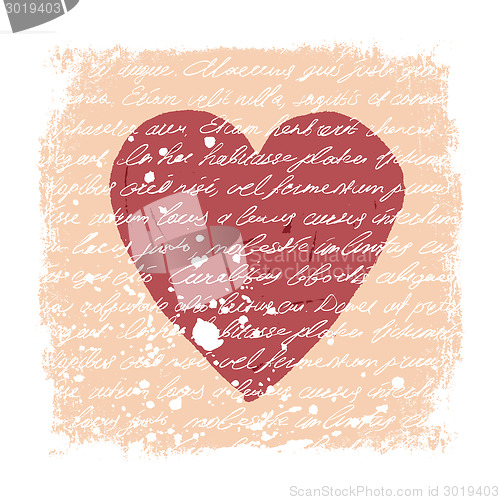 Image of Romantic Design Template. Handwritten texture, heart shape, grun