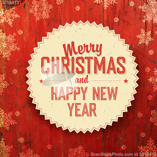 Image of Merry Christmas Design On Red Planks Texture