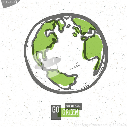 Image of Go Green Concept Poster With Earth. Vector