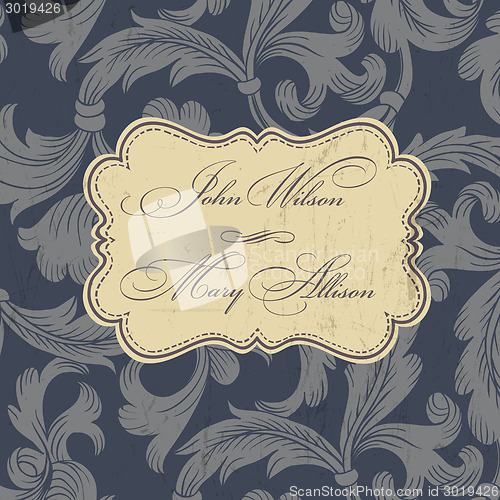 Image of Vintage wedding invitation card. Vector