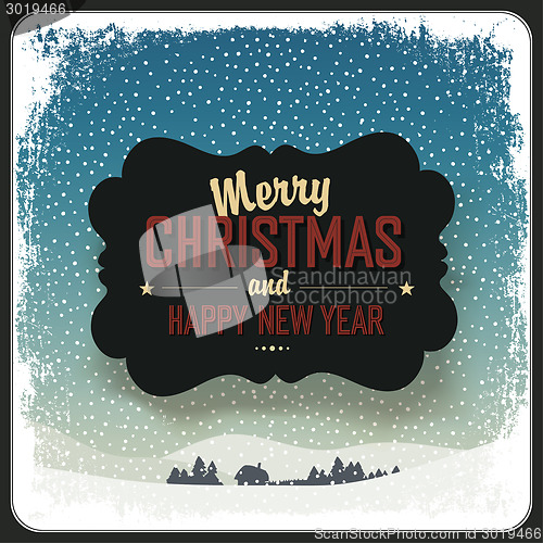 Image of Merry Christmas Greeting Retro Card. Vector