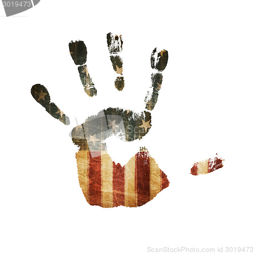 Image of Handprint with united states flag texture