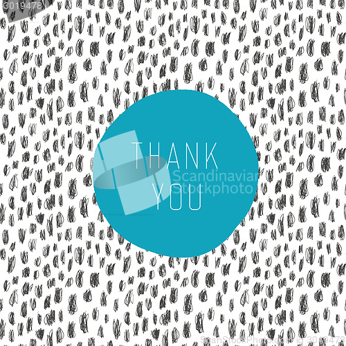 Image of Thank you card. With hand-drawn doodles background