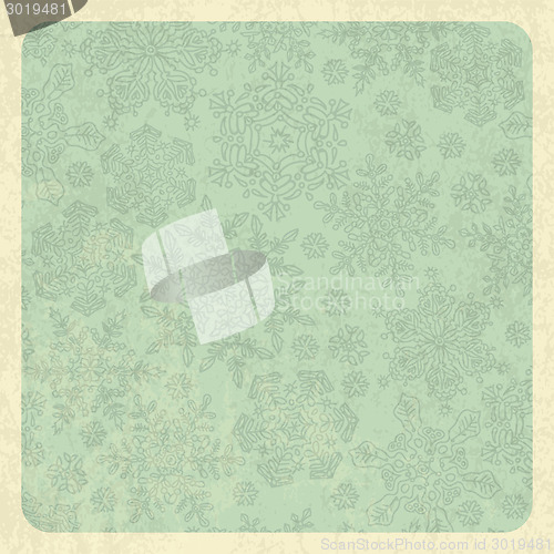 Image of Snowflakes grunge vintage poster. Vector