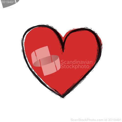 Image of Red heart on white background, vector