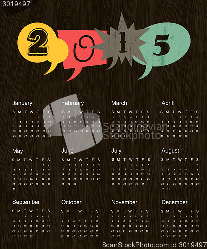 Image of Vintage calendar 2015. Vector.