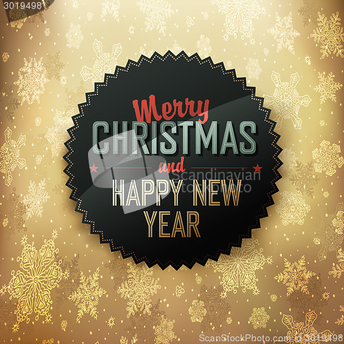 Image of Merry Christmas Golden Card Design. Vector.