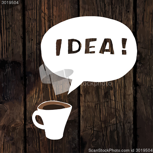 Image of Coffee Idea Concept On Wooden Texture. Vector.