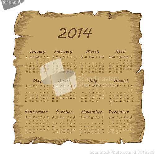 Image of Aged scroll calendar 2014