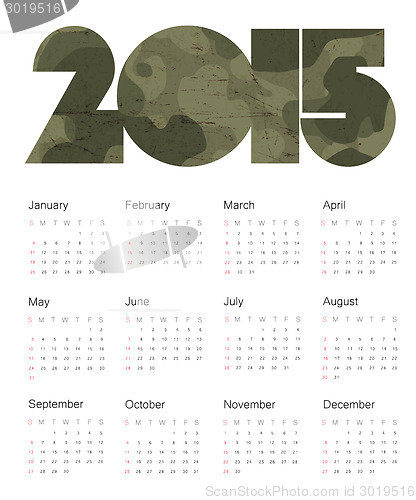 Image of Calendar 2015 Colorful. Vector.