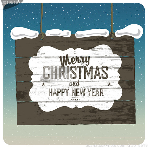 Image of Christmas Wooden Signboard.