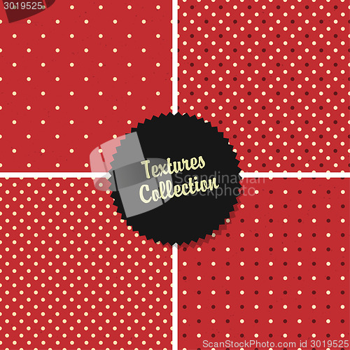 Image of Classical Red Textured Polka Dot Seamless Different Patterns Col