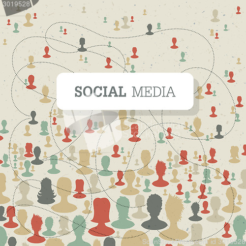 Image of Social concept on recycled paper texture, retro styled. Vector