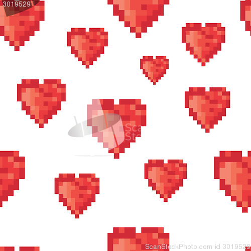 Image of Pixel heart seamless pattern. Vector