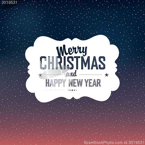 Image of Merry Christmas Card Design With Snow Background. Vector