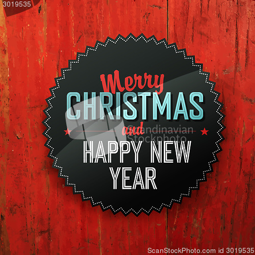 Image of Merry Christmas Design On Red Planks Texture