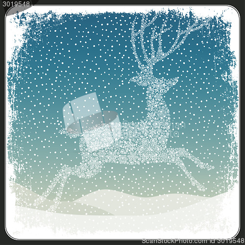 Image of Merry Christmas Greeting Retro Card. Vector