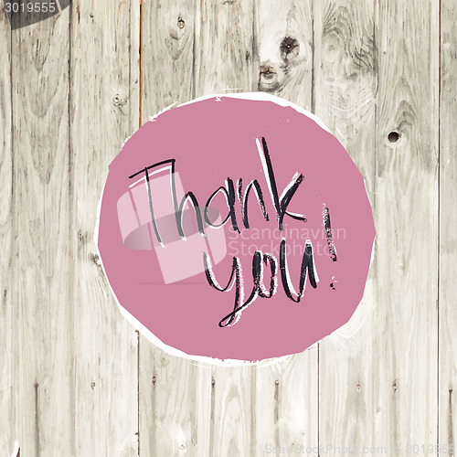 Image of Thank You Card On Hardwood Texture. Vector