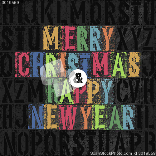 Image of Merry Christmas Letterpress Concept With Colorful Letters