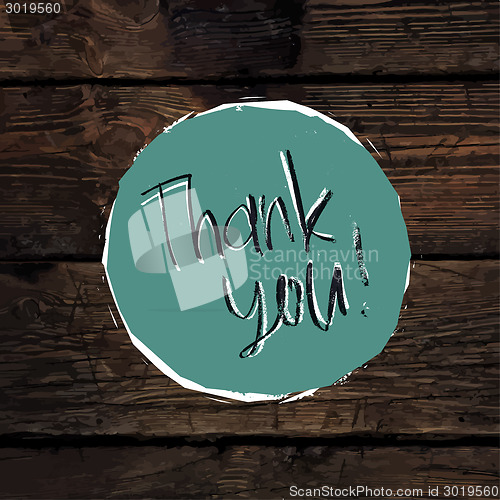 Image of Thank You Card On Hardwood Texture. Vector
