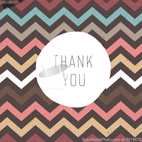 Image of Thank you card. Zigzag pattern seamless texture with label. Vect