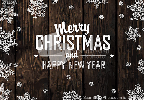 Image of Christmas Greeting On Wooden Planks Texture. Vector