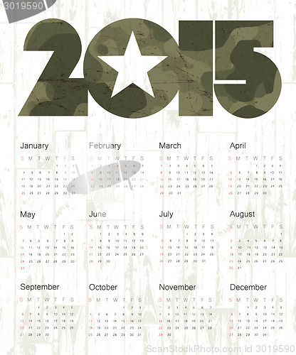 Image of Military Calendar 2015. Vector.